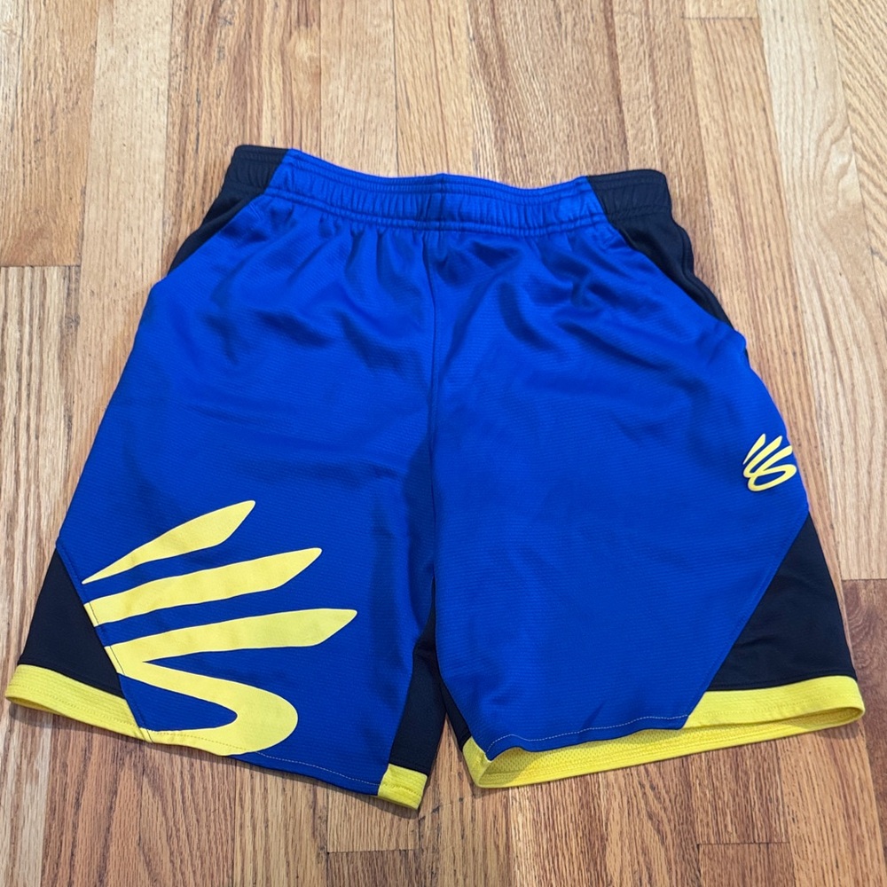 Under Armour Blue and Yellow Athletic Shorts Youth Large